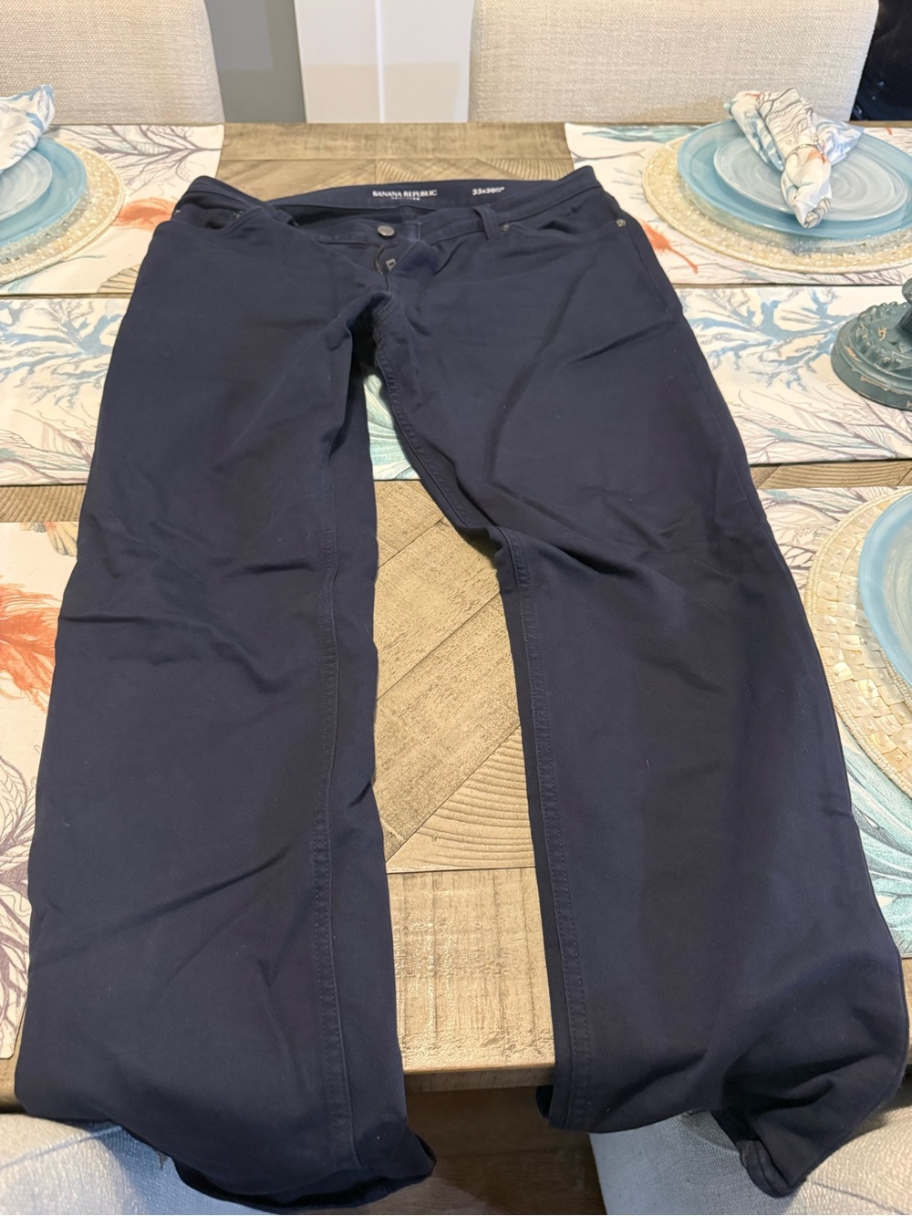 Banana Republic Traveler Navy Slim Dress Pants